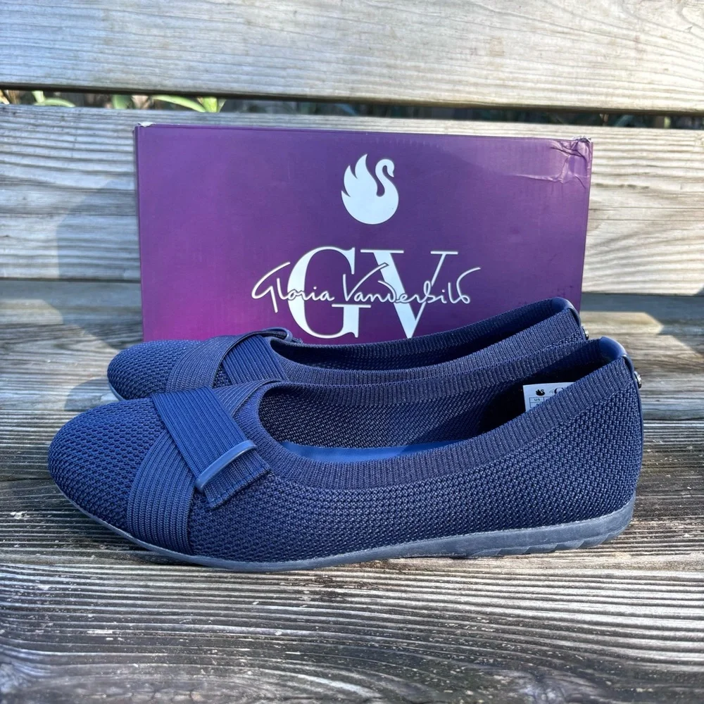 Gloria Vanderbilt womens Debbie slip on flats navy 8